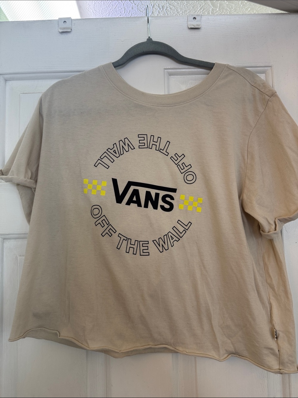 Vans Kids Beige Short Sleeve Tee with Yellow Accents